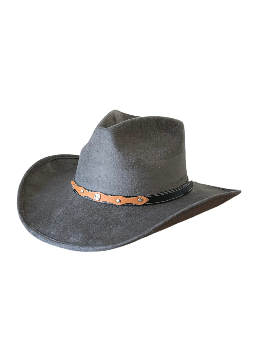 Santa Fe Vegan Suede Cowboy Rancher Hat- Charcoal
