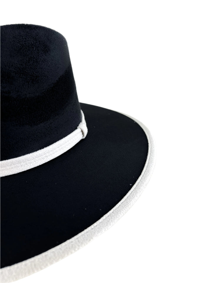 Vegan Suede Teardrop Hat - Duo Tone -  Black + Ivory