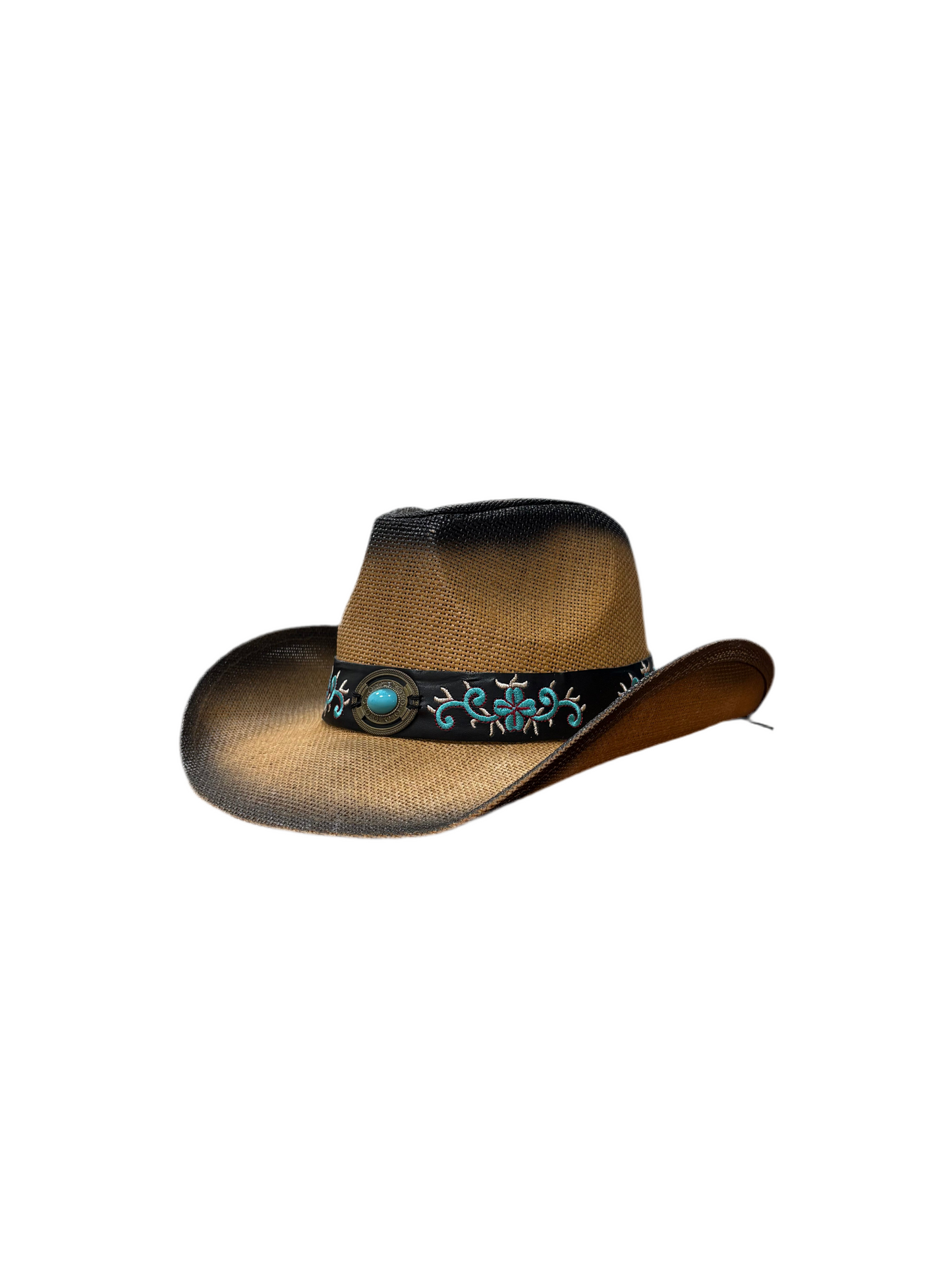 Ellie Cowboy Straw Hat- Brown with Black Band