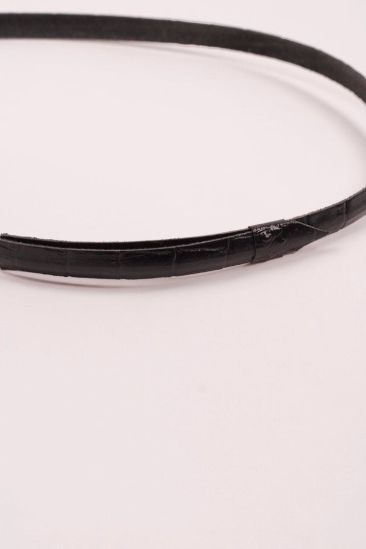 Leather Crocodile Hat Band / Black