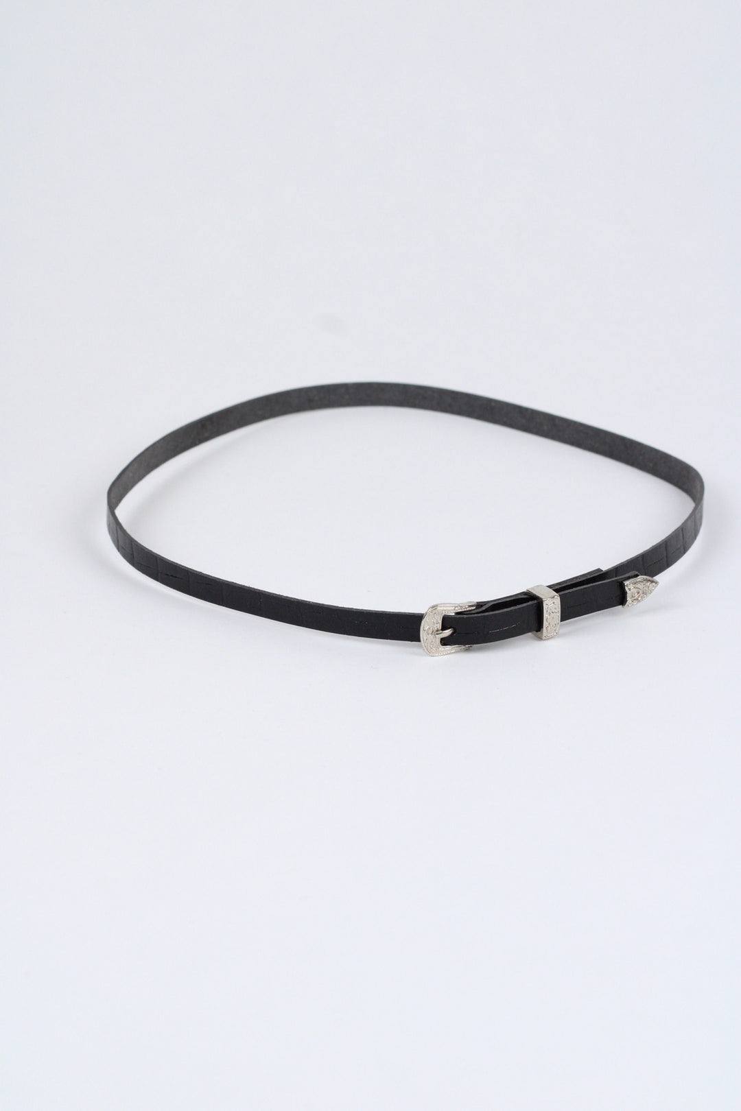 Crocodile Print Leather Hat Band w/ Buckle