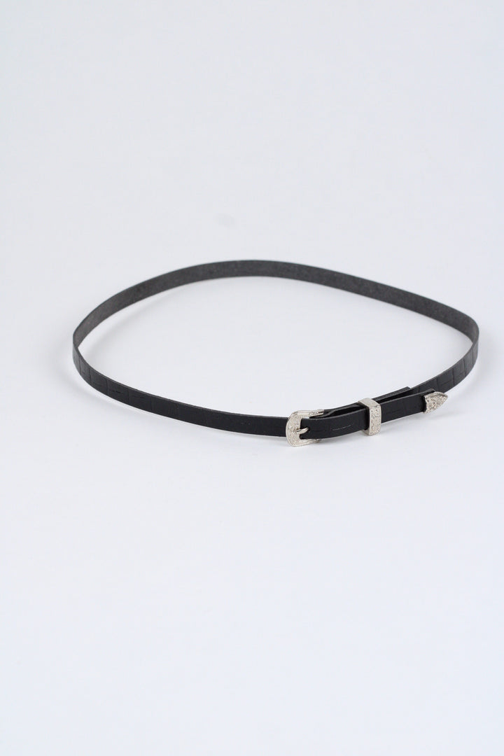 Crocodile Print Leather Hat Band w/ Buckle