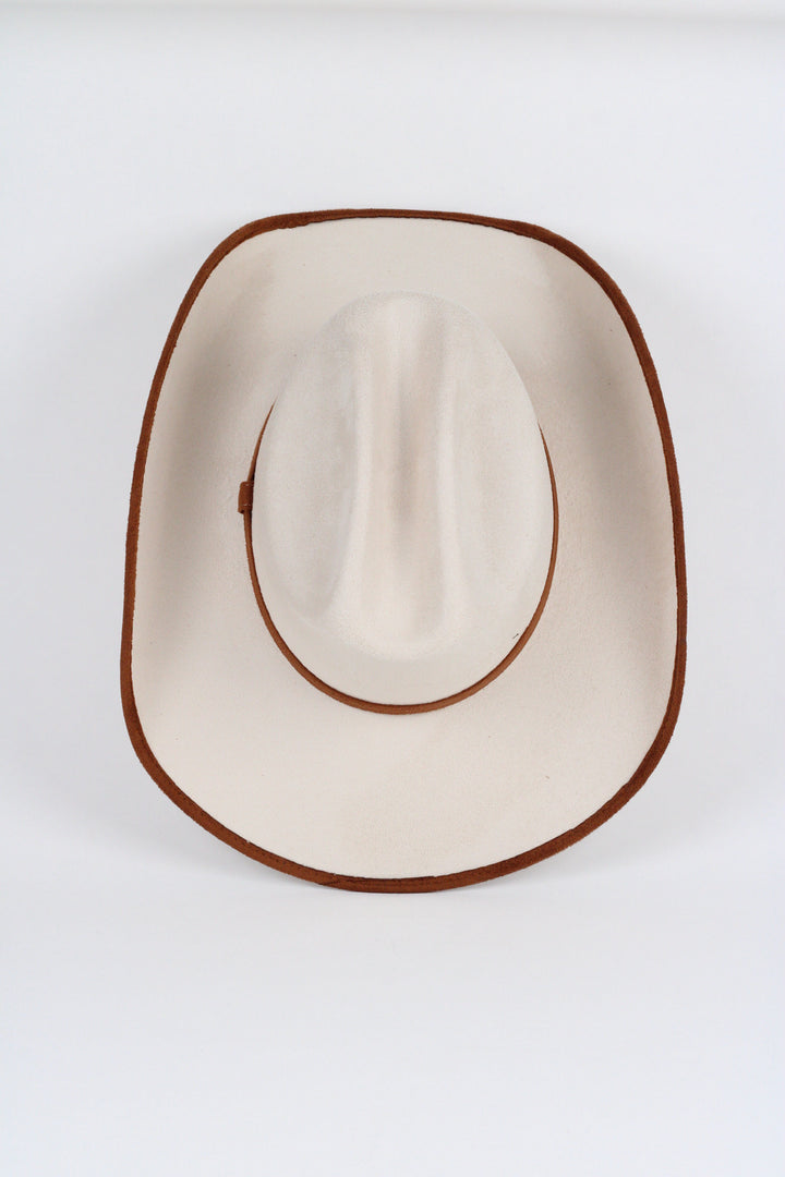 Texana Vegan Suede Cowboy Hat -Duo Tone - Ivory + Caramel