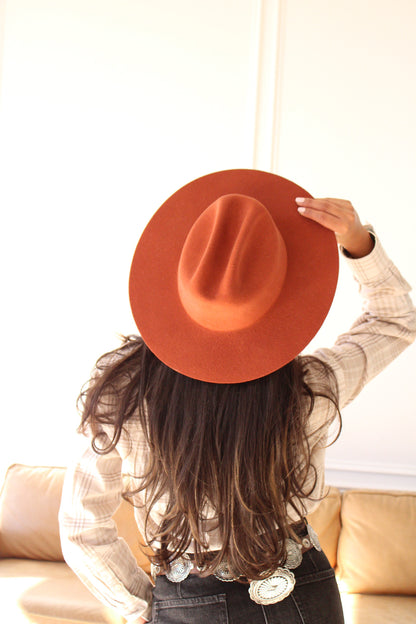 The Quinn Cattlemen Wool Felt Hat - Brick