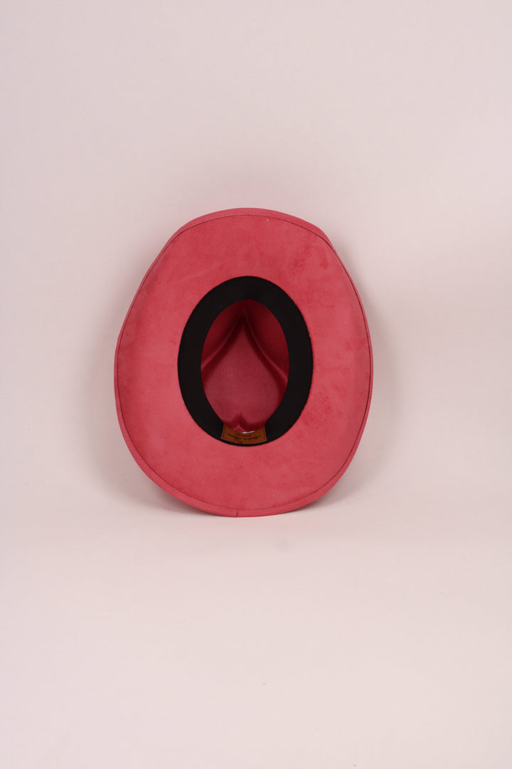 Vegan Suede Heart Shaped Cowboy Hat- Coral