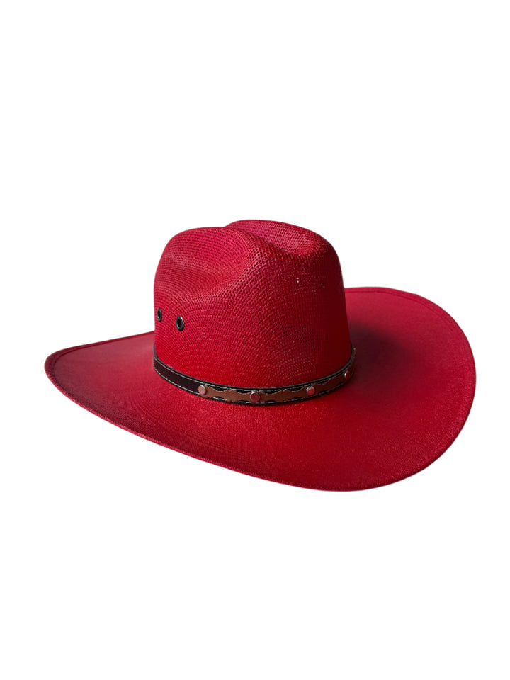 Luckenbach Mesh Top Structured Cowboy Hat - Lipstick Red
