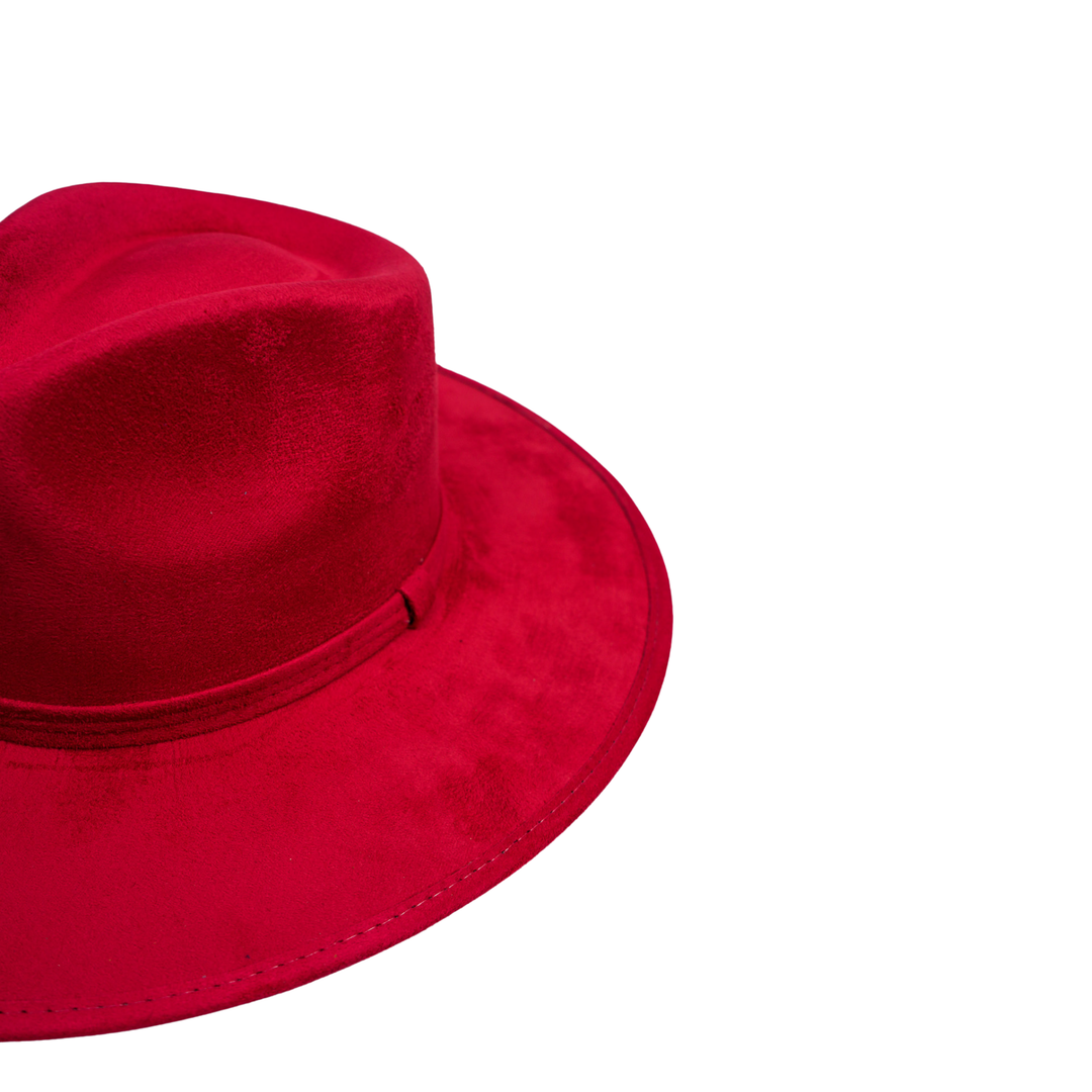 Vegan Suede Rancher Hat - Lipstick Red