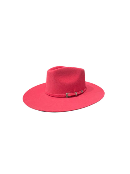 Emery Merino Wool Teardrop Rancher Hat - Hot Pink