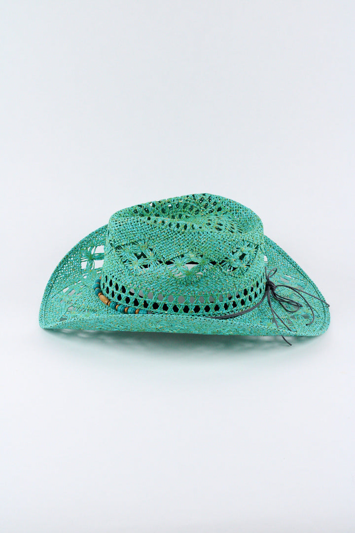 Bayside Rancher Raffia Hat - Aqua Green