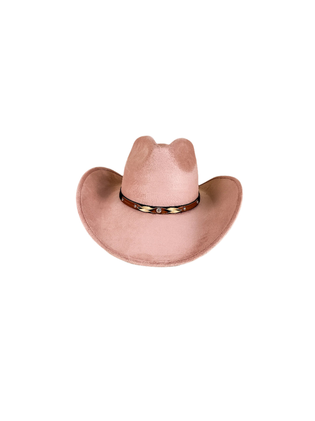 Santa Fe Vegan Suede Cowboy Rancher Hat- Pale Dusty Rose