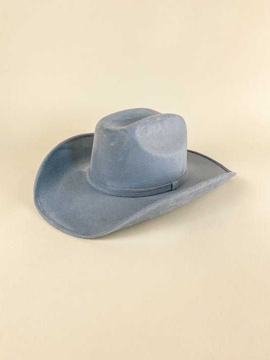 Texana Vegan Suede Cowboy Hat- Steel Blue W/O Band