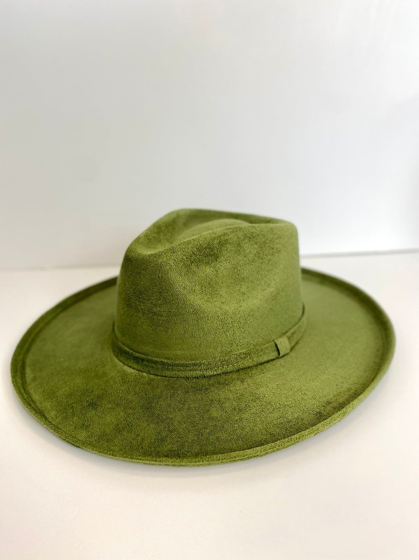 Vegan Suede Rancher Hat - Pencil Brim - Forest Green