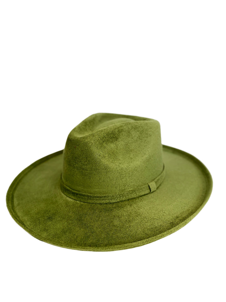 Vegan Suede Rancher Hat - Pencil Brim - Sage
