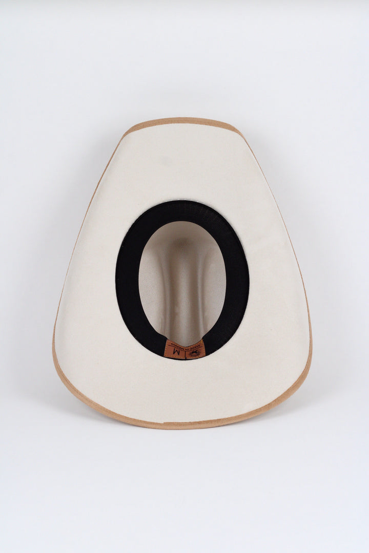 Texana Vegan Suede Cowboy Hat -Duo Tone - Ivory + Cappuccino