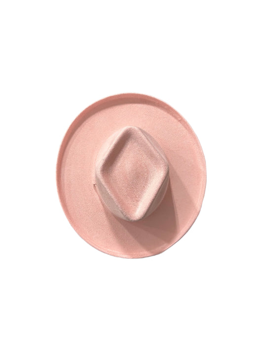 Vegan Suede Diamond Hat - Pencil Brim - Blush Pink