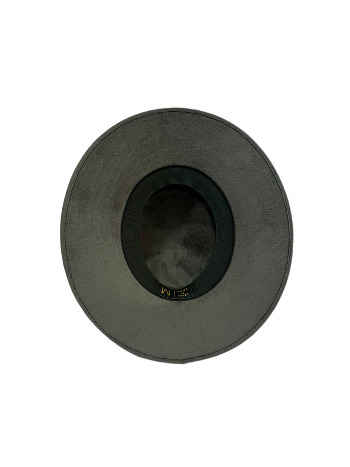 Vegan Suede Flat Top Hat-  Charcoal Grey