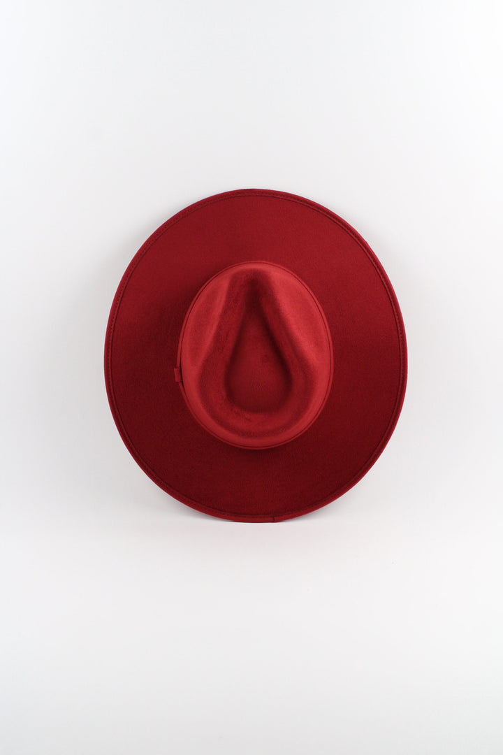 Vegan Suede Rancher Hat - Burgundy