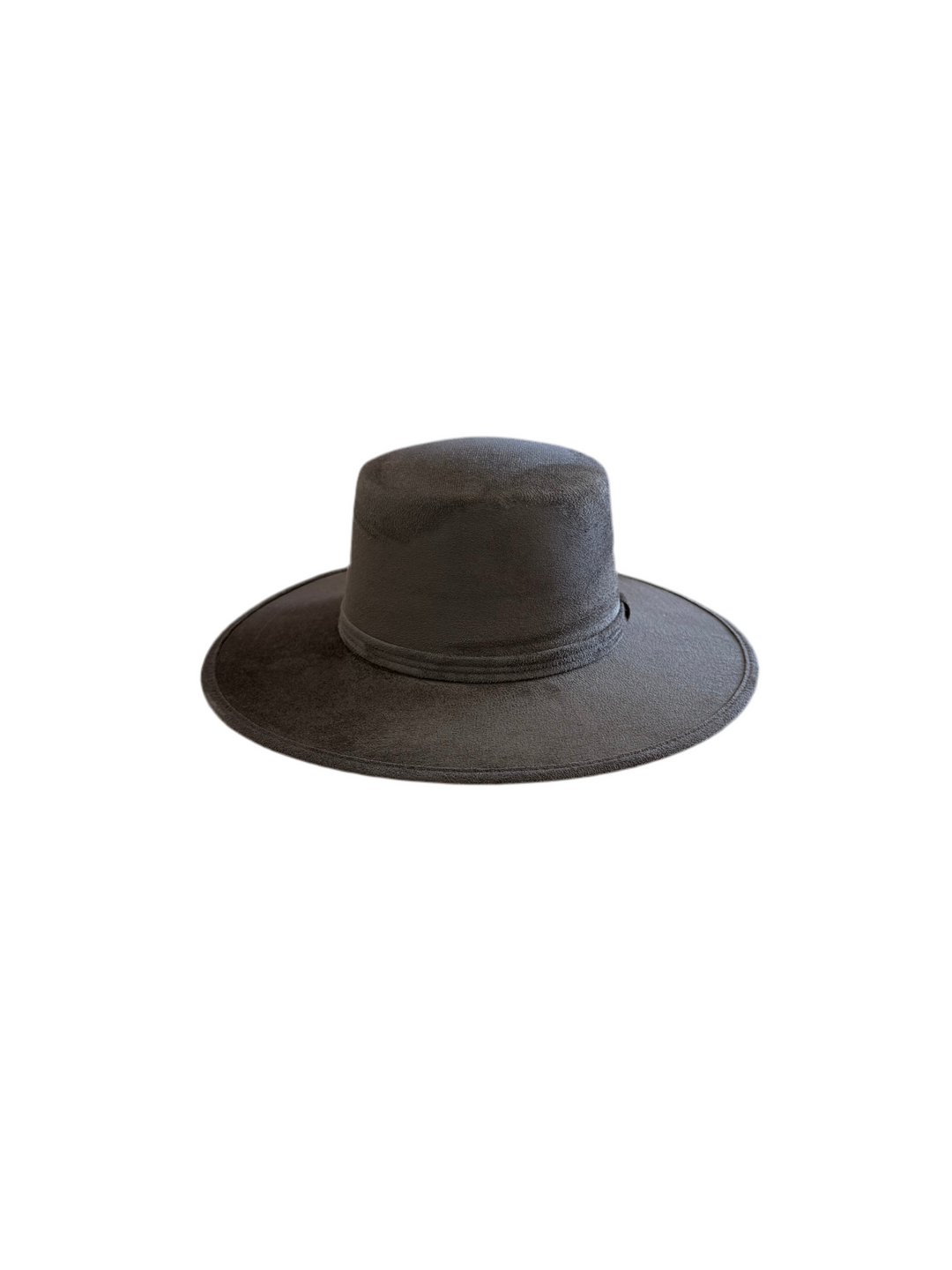 Vegan Suede Flat Top Hat-  Charcoal Grey