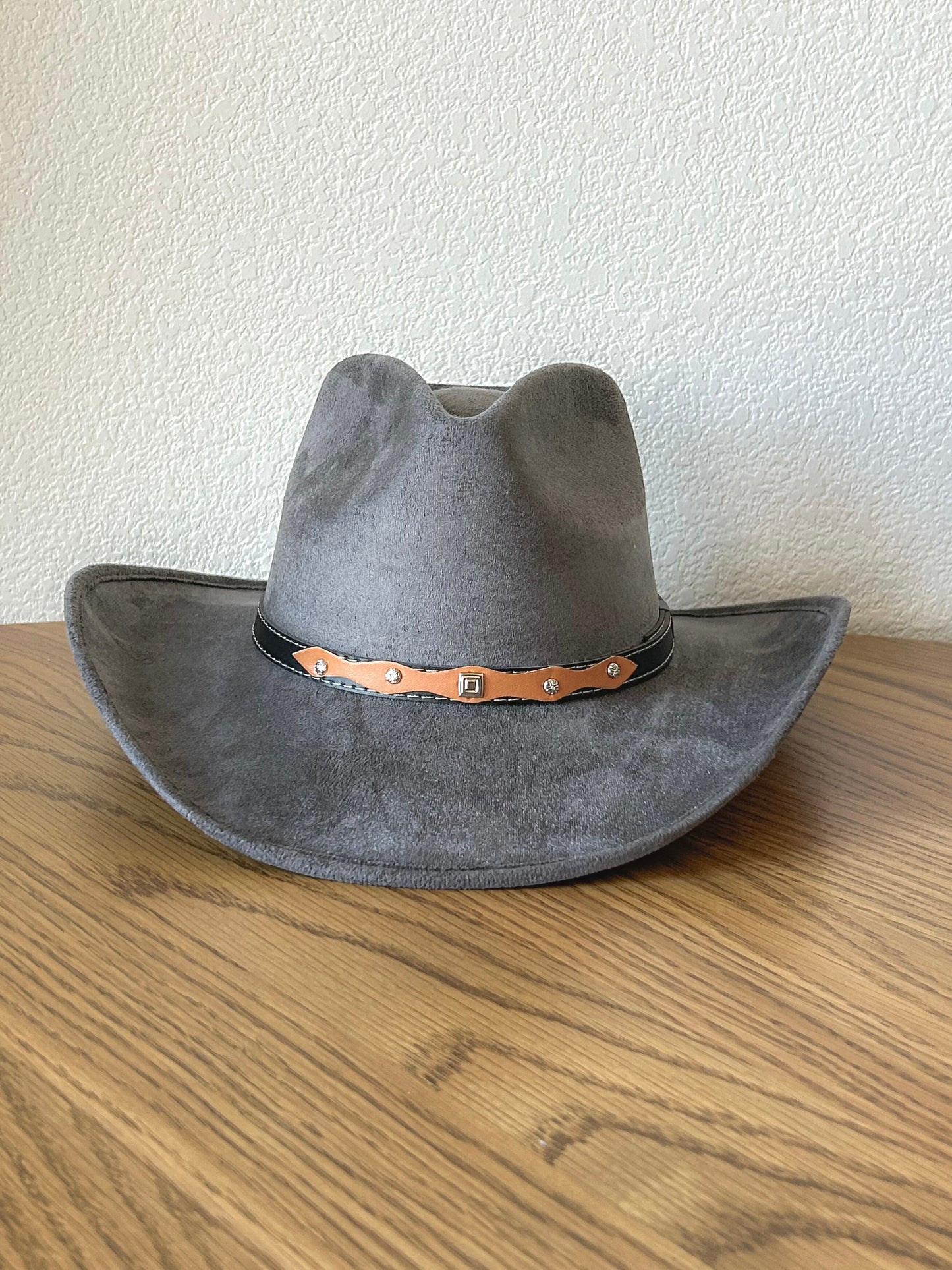 Santa Fe Vegan Suede Cowboy Rancher Hat- Charcoal