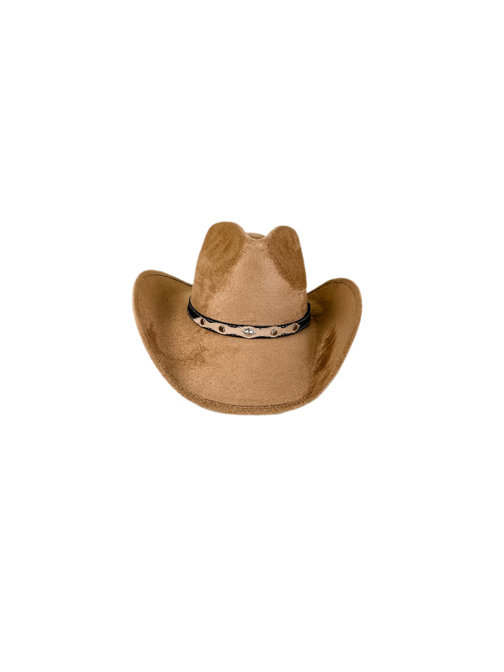 Santa Fe Vegan Suede Cowboy Rancher Hat- Cappuccino