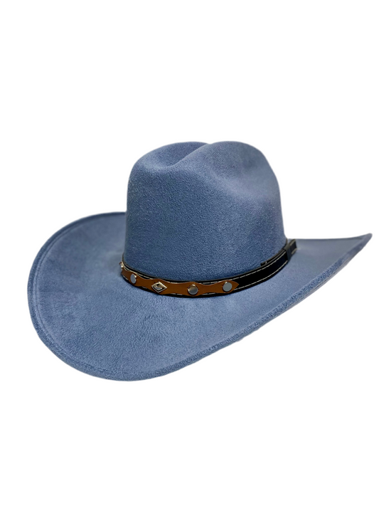 Texana Vegan Suede Cowboy Hat- Peacock Blue