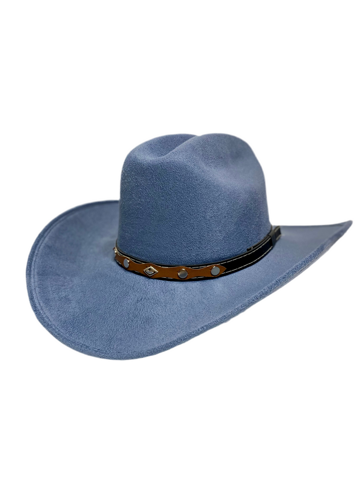Texana Vegan Suede Cowboy Hat - Peacock Blue