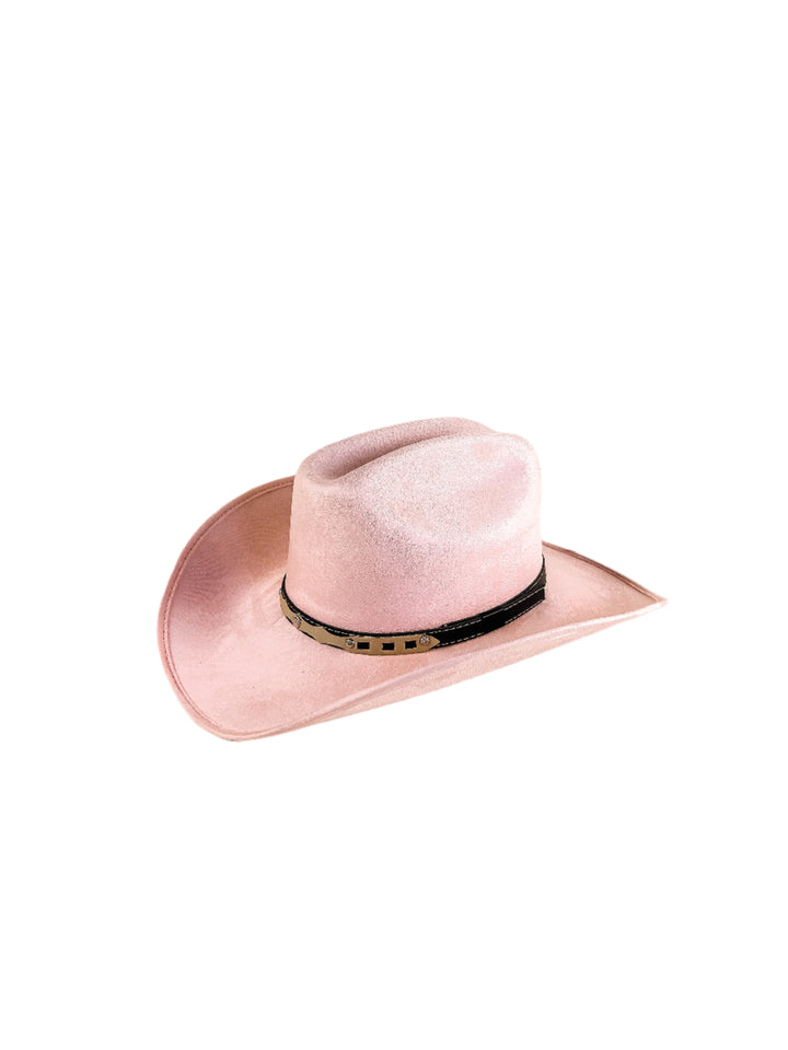 Texana Vegan Suede Cowboy Hat - Blush Pink