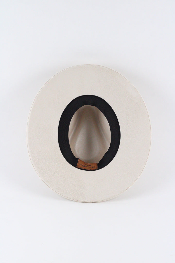 Vegan Suede Rancher Hat - Pencil Brim - Ivory