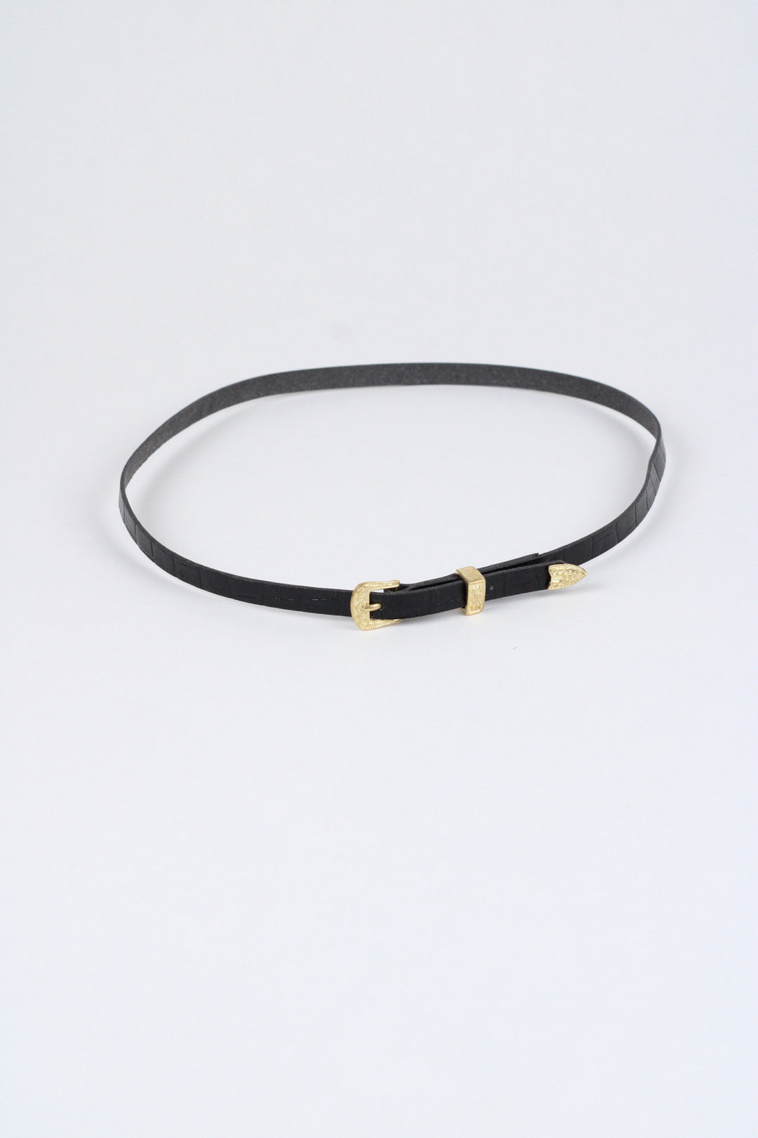 Crocodile Print Leather Hat Band w/ Buckle