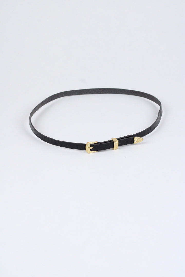 Crocodile Print Leather Hat Band w/ Buckle