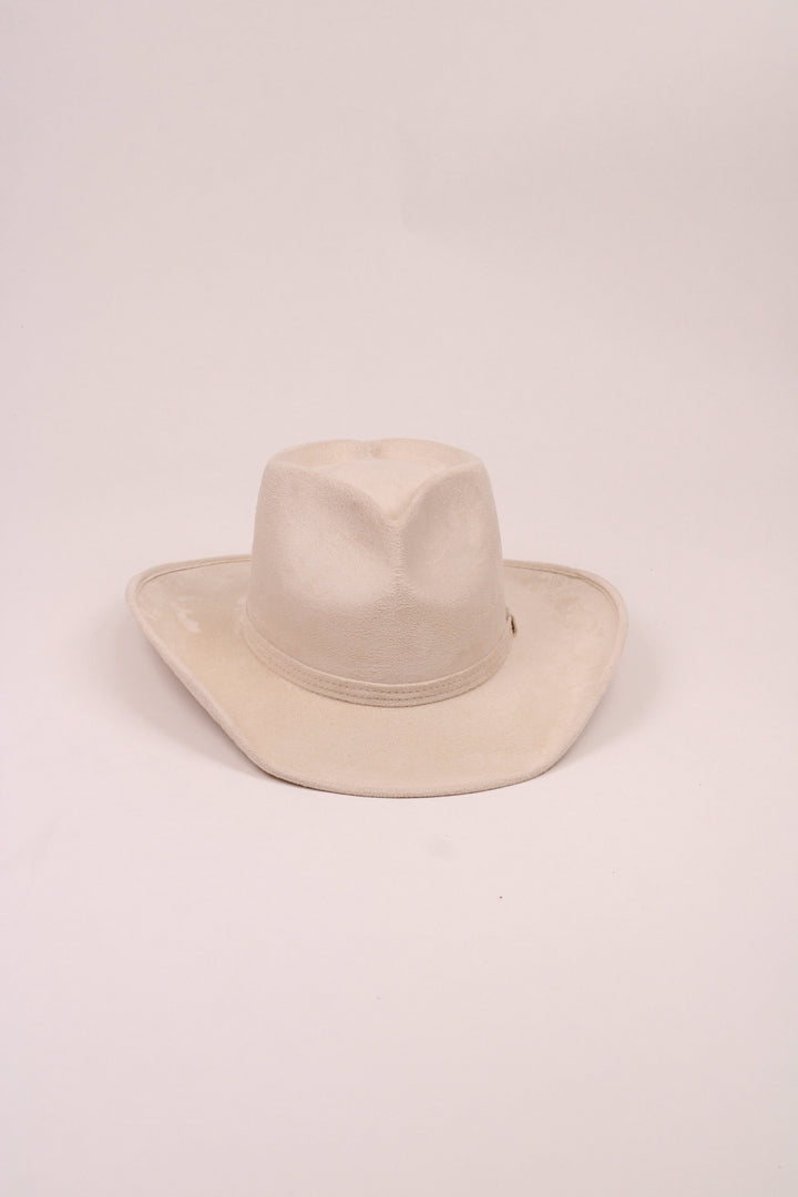 Vegan Suede Heart Shaped Cowboy Hat- Ivory
