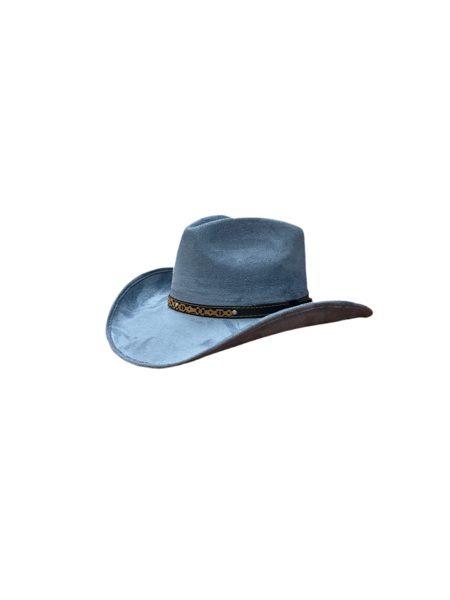 Santa Fe Vegan Suede Cowboy Rancher Hat- Steel Blue