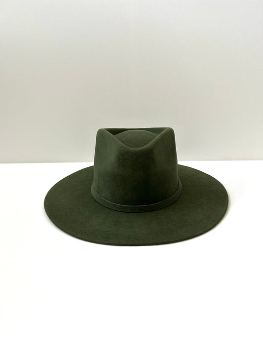 PREORDER Emery Merino Wool Teardrop Rancher Hat - Forest Green