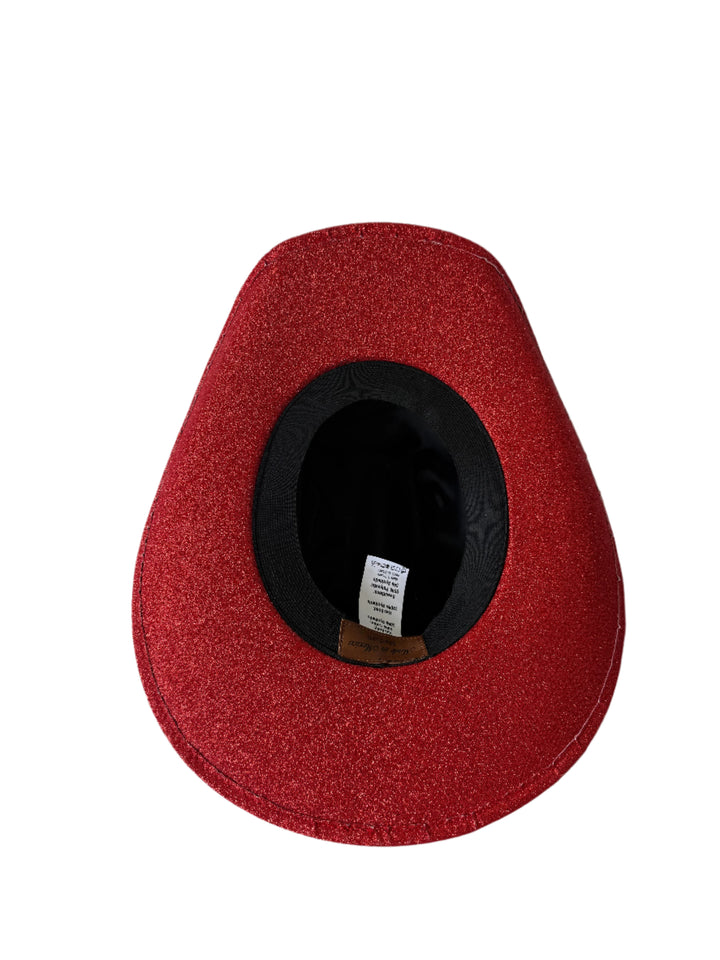 Western Cowboy Glitter Hat- Lipstick Red