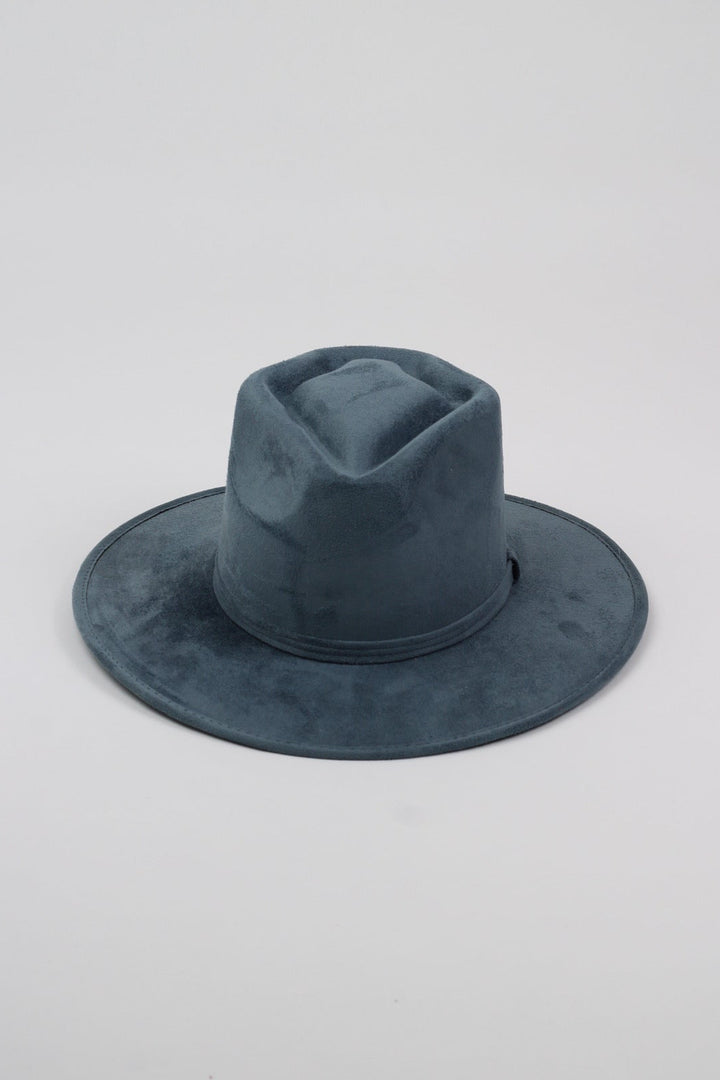 Vegan Suede Arrow Crown Hat- Peacock Blue