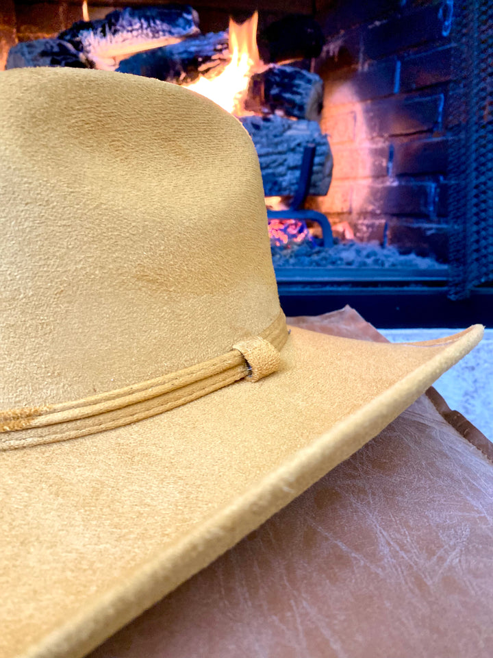 Austin Vegan Suede Cowboy Hat- Mustard w/o Band