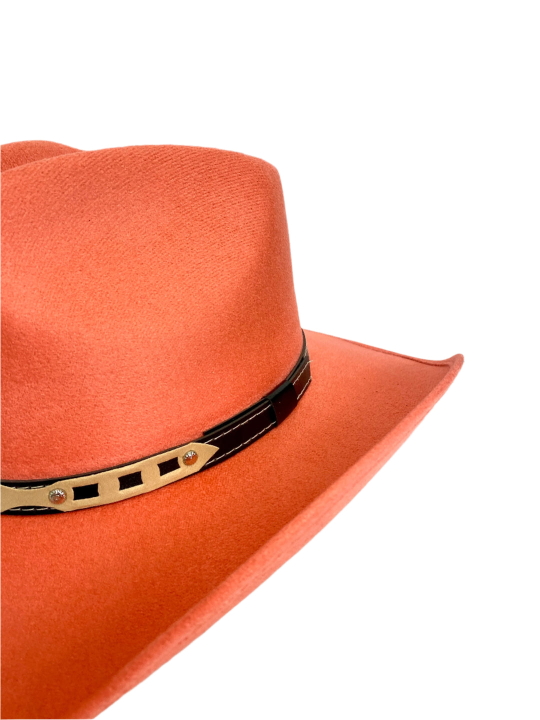 Santa Fe Vegan Suede Cowboy Rancher Hat- Peach