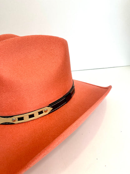 Santa Fe Vegan Suede Cowboy Rancher Hat- Peach