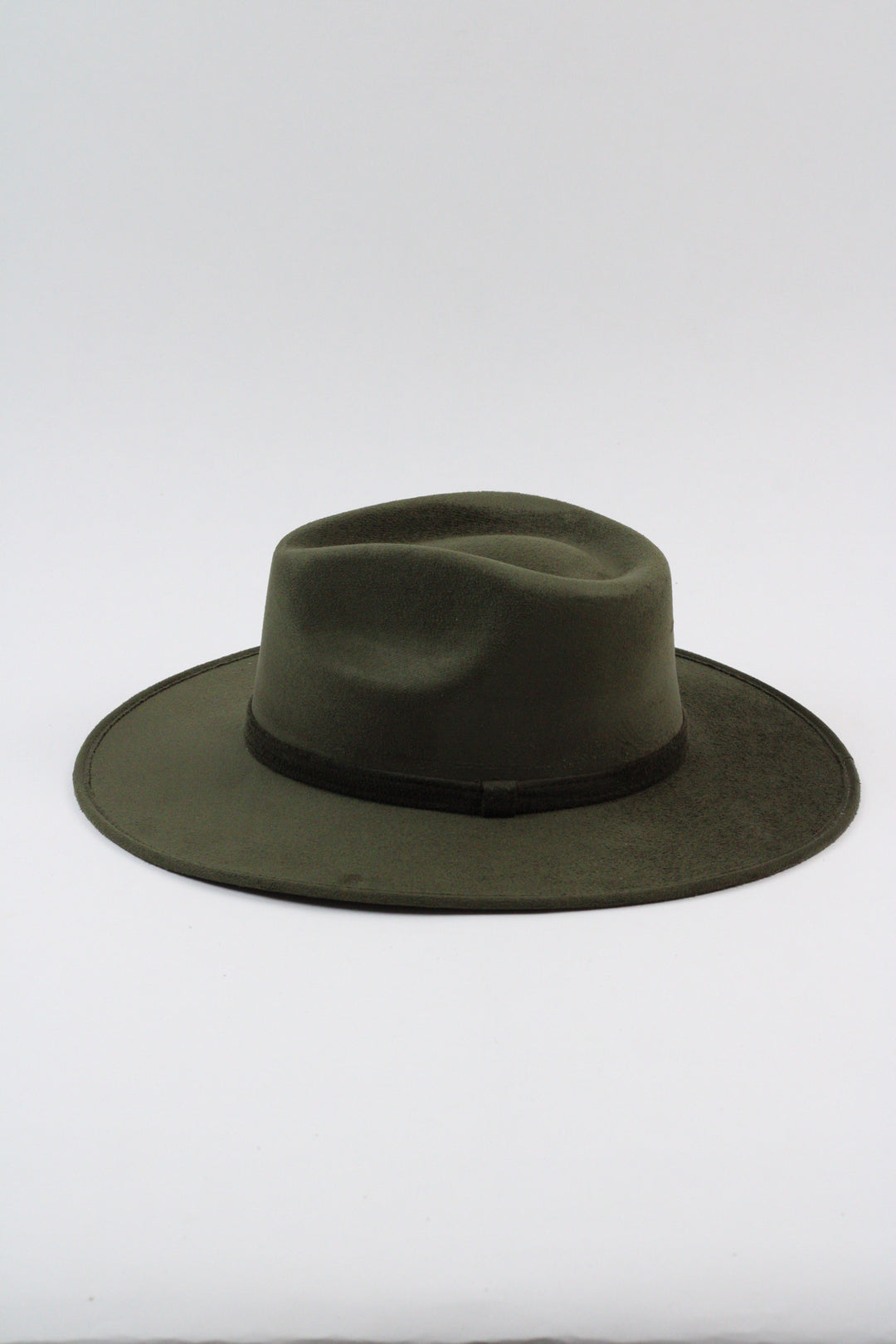 Vegan Suede Rancher Hat - Olive Green