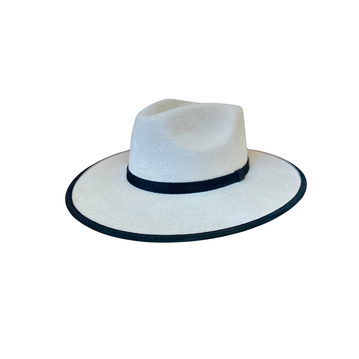 Vegan Suede Rancher Hat - Duo Tone -  Ivory + Black
