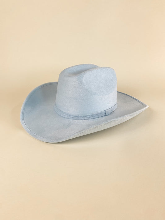 Texana Vegan Suede Cowboy Hat- Sky Blue W/O Band