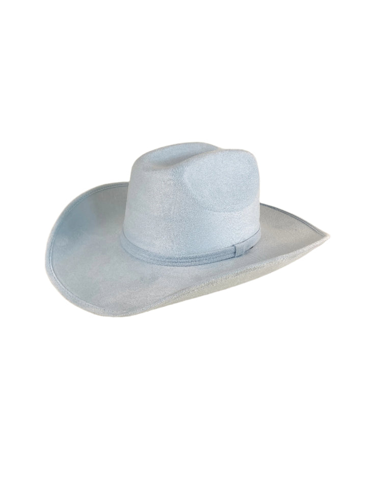 Texana Vegan Suede Cowboy Hat - Sky Blue W/O Band