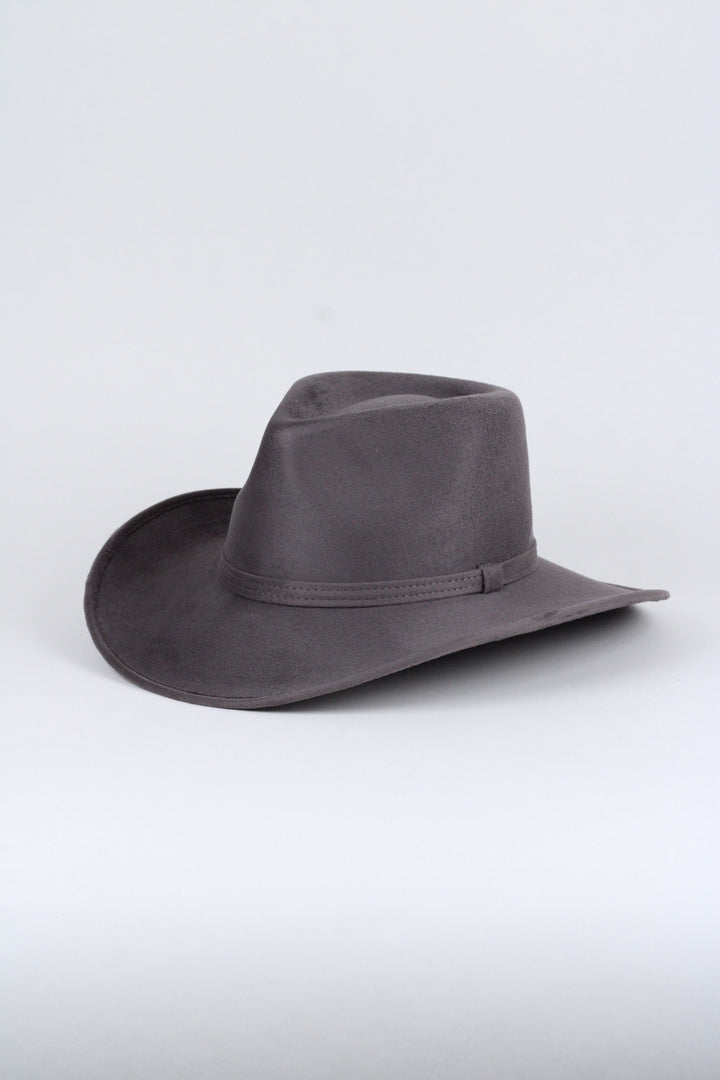 Amarillo Vegan Suede Cowboy Rancher Hat- Charcoal Grey