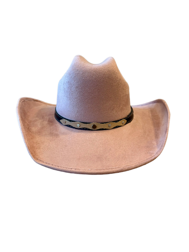 Austin Vegan Suede Cowboy Hat- Pale Dusty Rose
