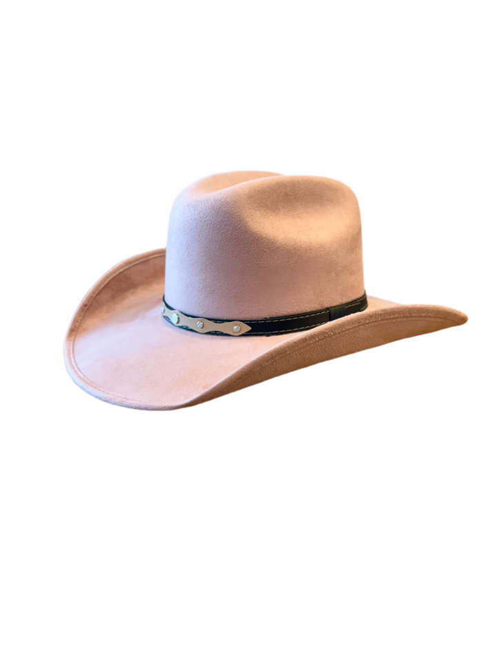 Austin Vegan Suede Cowboy Hat- Pale Dusty Rose