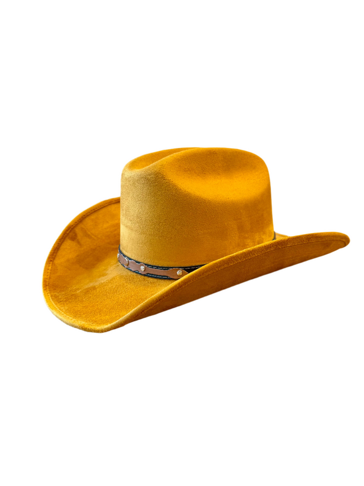 Texana Vegan Suede Cowboy Hat - Mustard