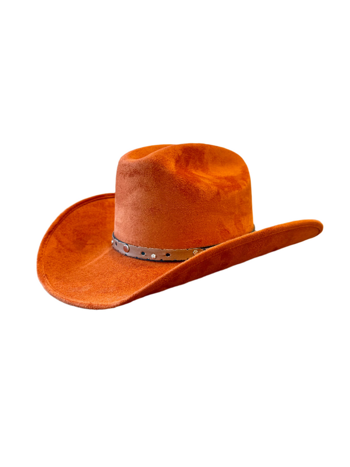 Texana Vegan Suede Cowboy Hat - Orange