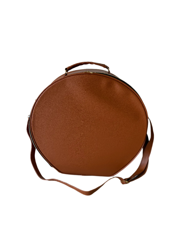 Hat Carrier Tote Bag w Strap - Camel