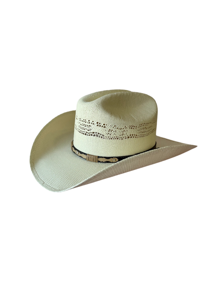 Odessa Bangora Cowboy Straw Hat - Ivory