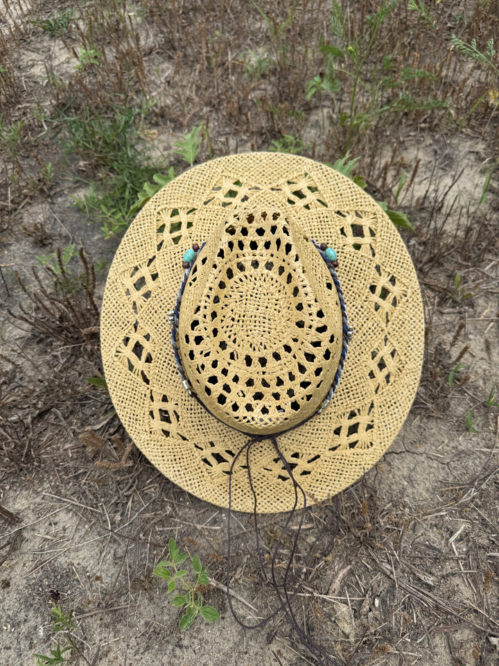 Bayside Rancher Flat Brim Raffia Hat - Tan